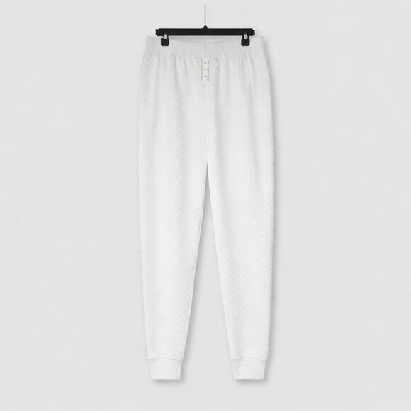 Jaclyn Intimates Quilted Jogger Lounge Pajama Pants Ivory Cozy Sleepwear L NWOT - Picture 3 of 6